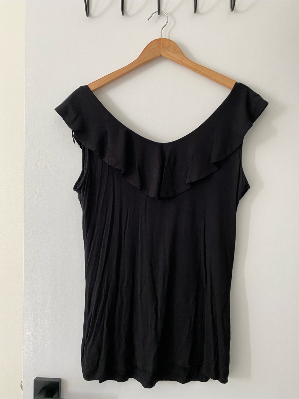 George Black Ruffle Neck Tank Top - Picture 3 of 4